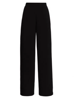 St. John Satin-Backed Crepe Wide-Leg Pants
