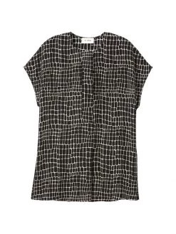 St. John Silk Crocodile-Print Top