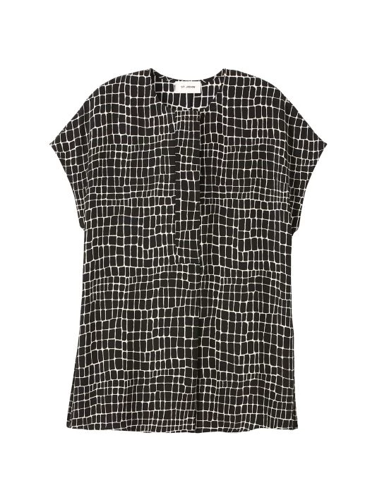 St. John Silk Crocodile-Print Top