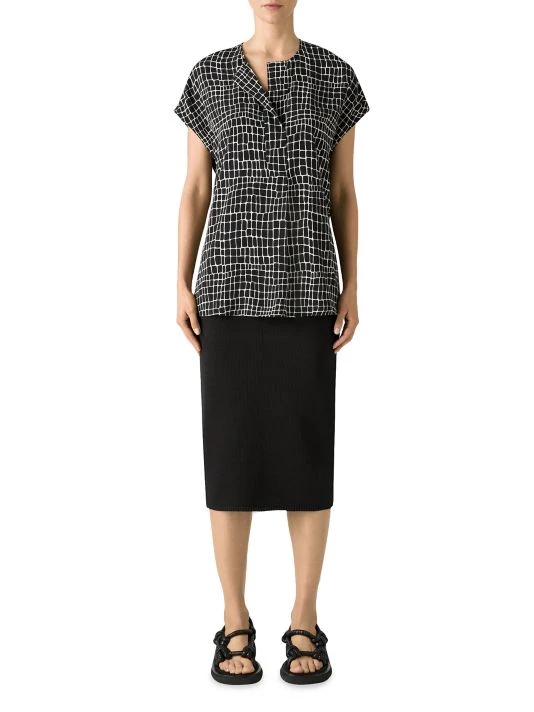 St. John Silk Crocodile-Print Top - Image 2