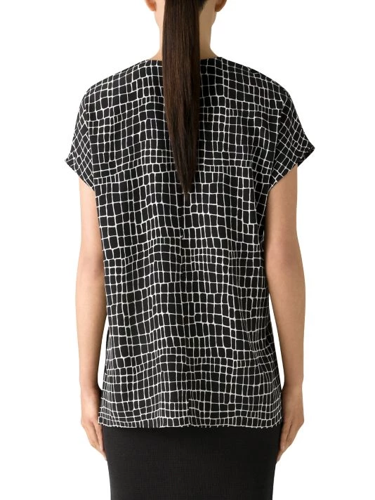 St. John Silk Crocodile-Print Top - Image 5