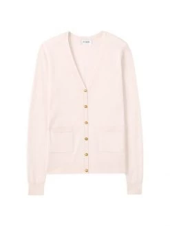 St. John Formfitting Wool & Silk Cardigan Pink