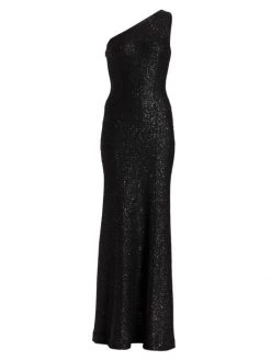 St. John Asymmetric Sequined Knit Gown