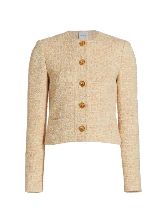 St. John Stretch Boucle Knit Tweed Jacket
