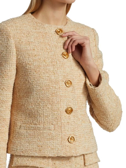 St. John Stretch Boucle Knit Tweed Jacket - Image 6