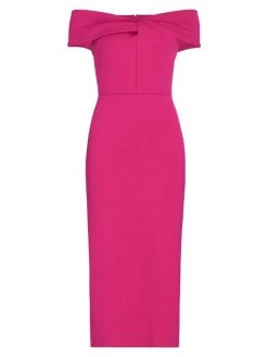 St. John Milano Knotted Midi Dress Beige