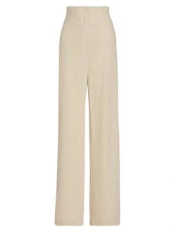 St. John High-Waisted Metallic Bouclé-Knit Pants