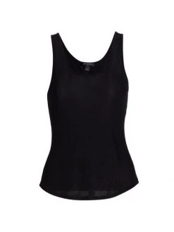 St. John Ribbed Formfitting Stretch Tank Ivory