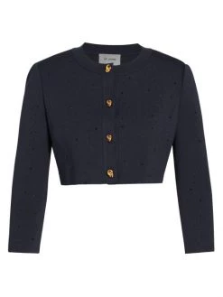 St. John Cropped Crystal Cardigan