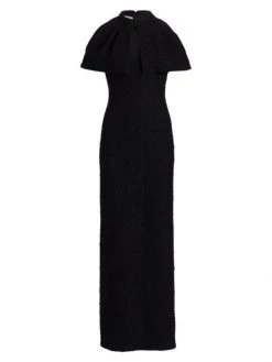 St. John Shimmering Knit Draped Neck Gown