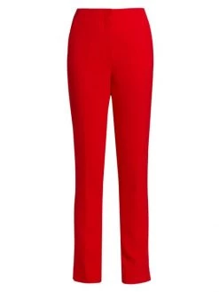 St. John High-Waisted Stretch-Crepe Pants Red