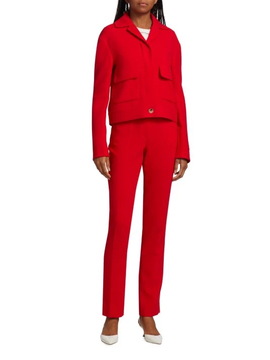 St. John High-Waisted Stretch-Crepe Pants Red - Image 2