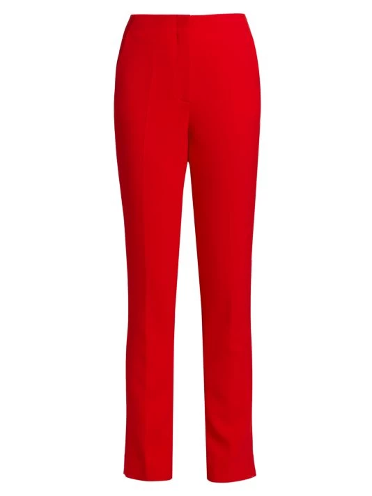 St. John High-Waisted Stretch-Crepe Pants Red - Image 3