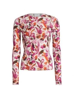 St. John Watercolor Floral Knit Sweater