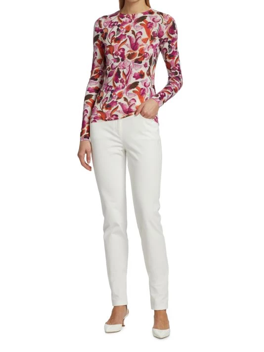 St. John Watercolor Floral Knit Sweater - Image 2