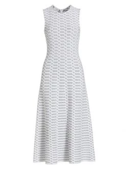 St. John Flared Jacquard Knit Midi-Dress