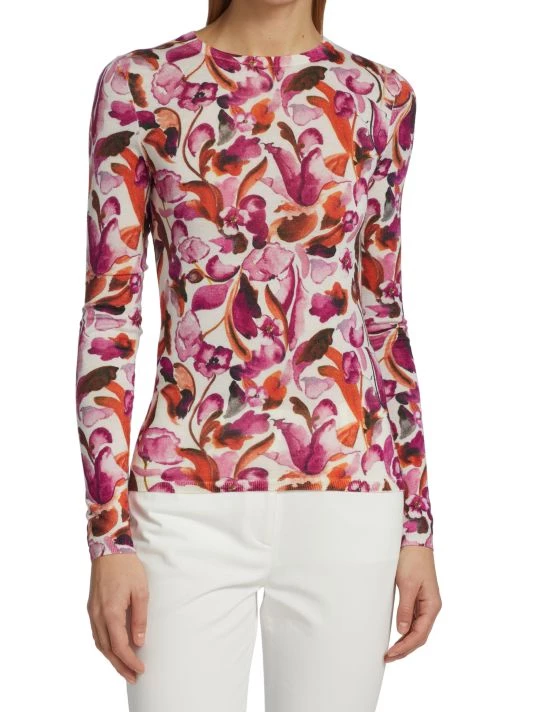 St. John Watercolor Floral Knit Sweater - Image 3