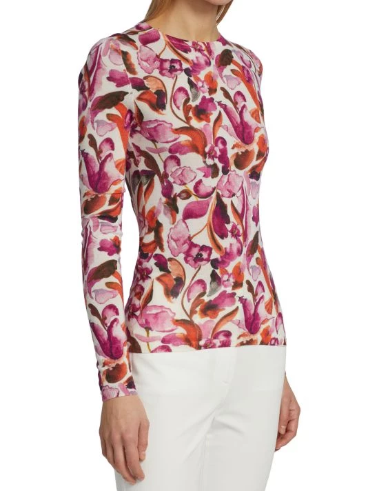 St. John Watercolor Floral Knit Sweater - Image 4