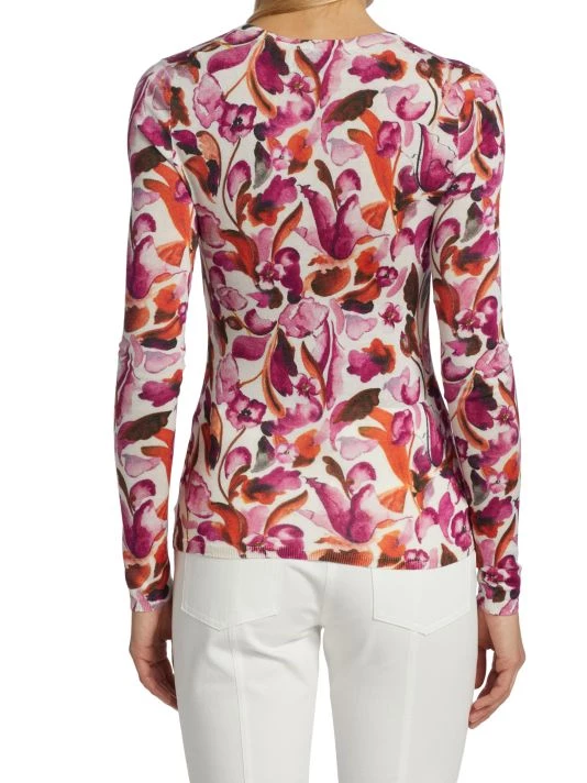 St. John Watercolor Floral Knit Sweater - Image 5