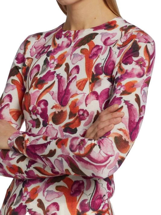 St. John Watercolor Floral Knit Sweater - Image 6