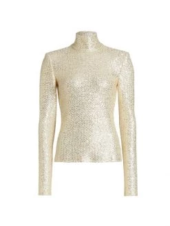 St. John Scattered Sequin Knit Top Black