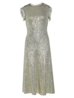 St. John Sequined Knit Fit & Flare Dress