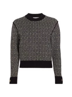 St. John Bouclé Chain-Stitch Sweater