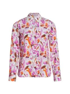 St. John Watercolor Floral Print Blouse