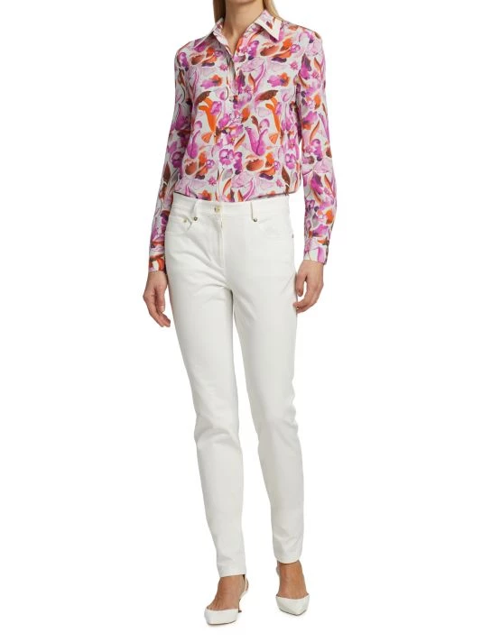 St. John Watercolor Floral Print Blouse - Image 2