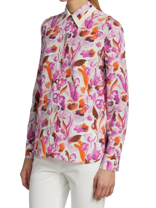 St. John Watercolor Floral Print Blouse - Image 4