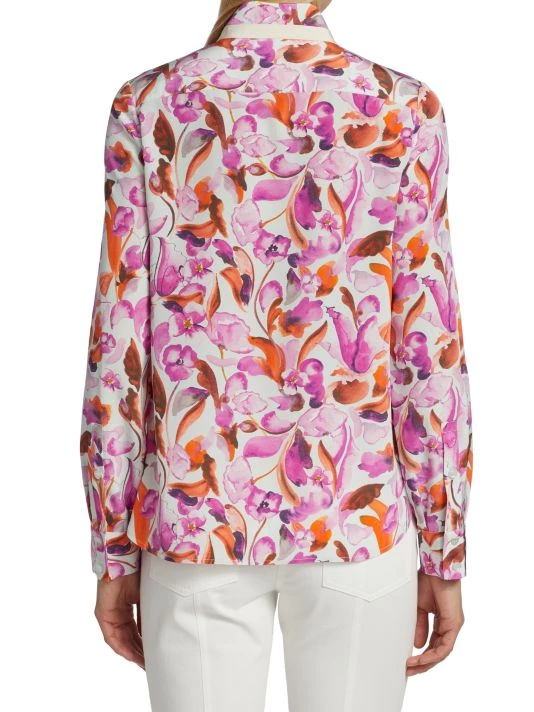St. John Watercolor Floral Print Blouse - Image 5
