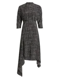 St. John Crocodile Print Handkerchief Dress