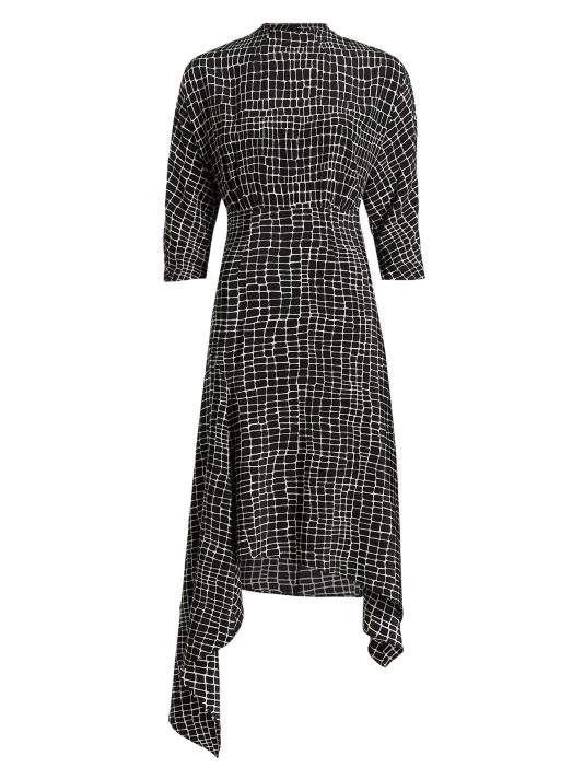 St. John Crocodile Print Handkerchief Dress