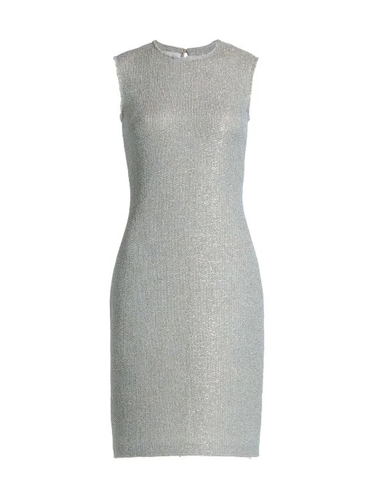 St. John Sleeveless Metallic Glitter Knit Dress