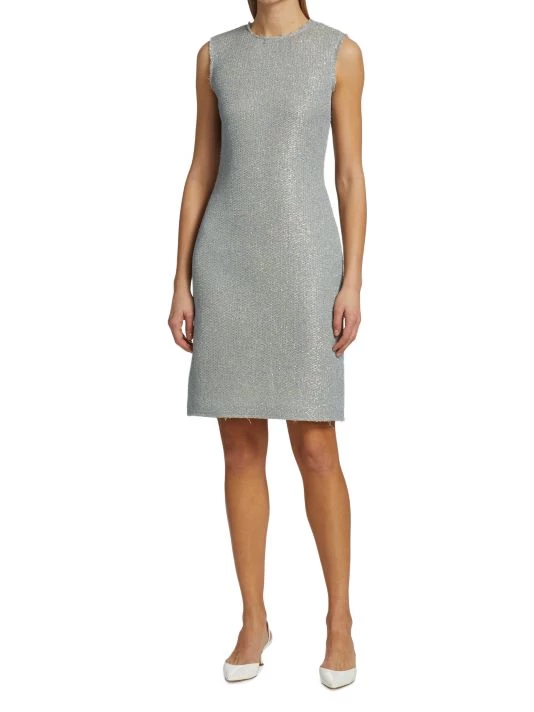St. John Sleeveless Metallic Glitter Knit Dress - Image 2