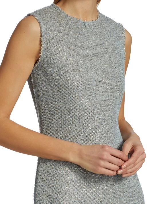 St. John Sleeveless Metallic Glitter Knit Dress - Image 6