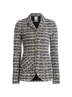 St. John Plaid Tweed Knit Jacket