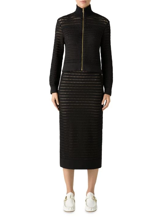 St. John Openwork Crocheted Knit Jacket - Image 2