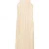 St. John Ribbed Sheath Midi-Dress Ecru